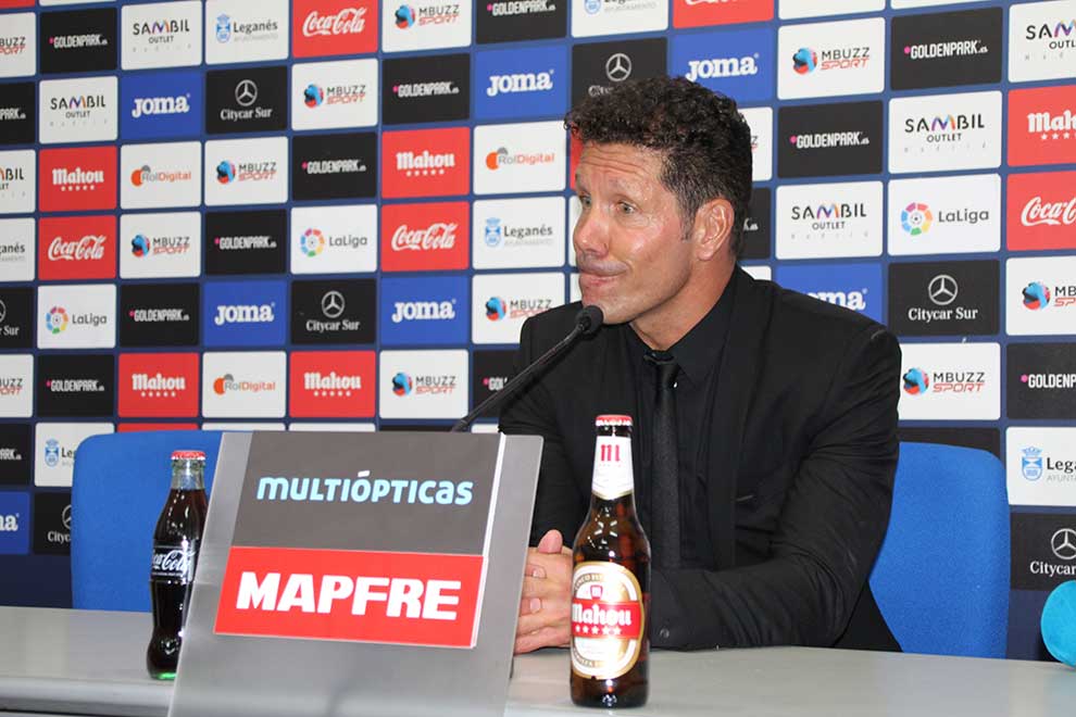 El 'Cholo' durante la rueda de prensa posterior al Lega-Atleti