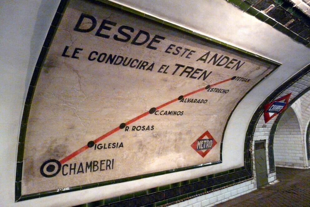 Cartel del Metro de Chamberí. Fuente: Comunidad de Madrid