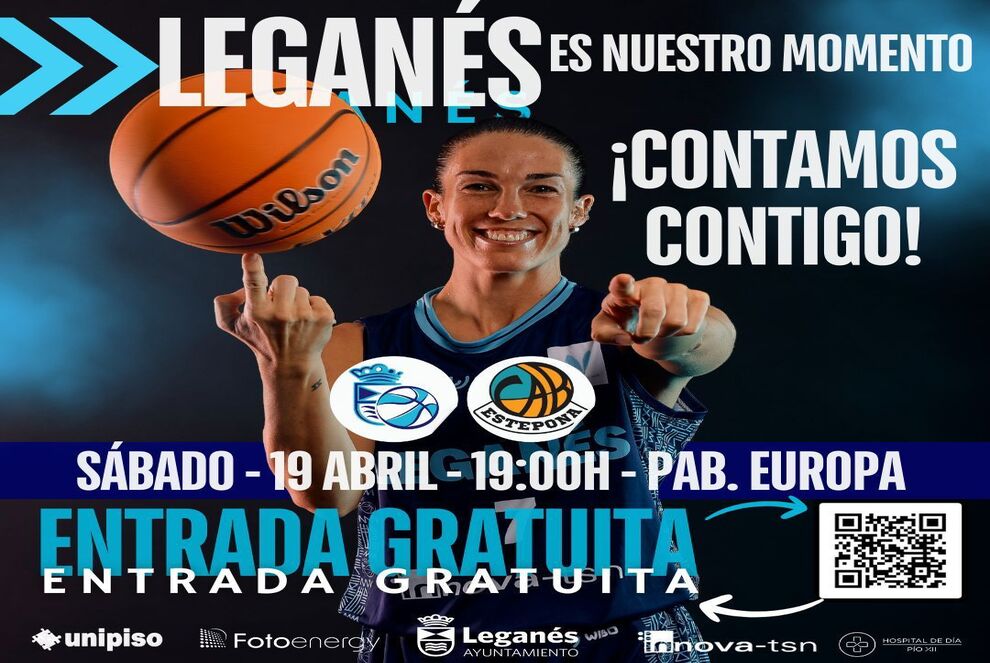 Cartel promocional del partido con el código QR. Fuente: Basket Leganés